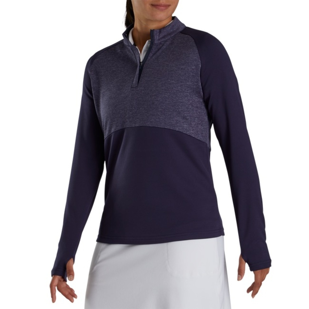 FJ Footjoy Womens Heather Navy Block Half-Zip Mid-Layer Golf Sweatshirt Pullover